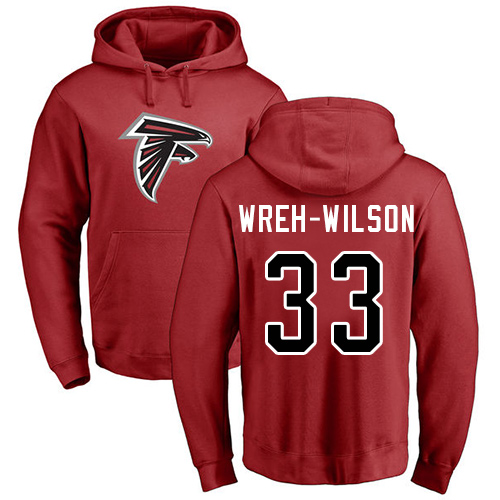 Atlanta Falcons Men Red Blidi Wreh-Wilson Name And Number Logo NFL Football 33 Pullover Hoodie Sweatshirts